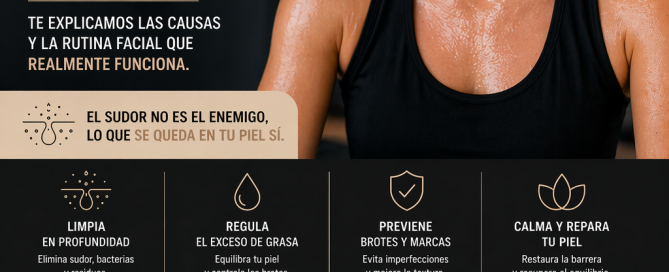 Acné por gimnasio y granos por sudor en la piel después del deporte