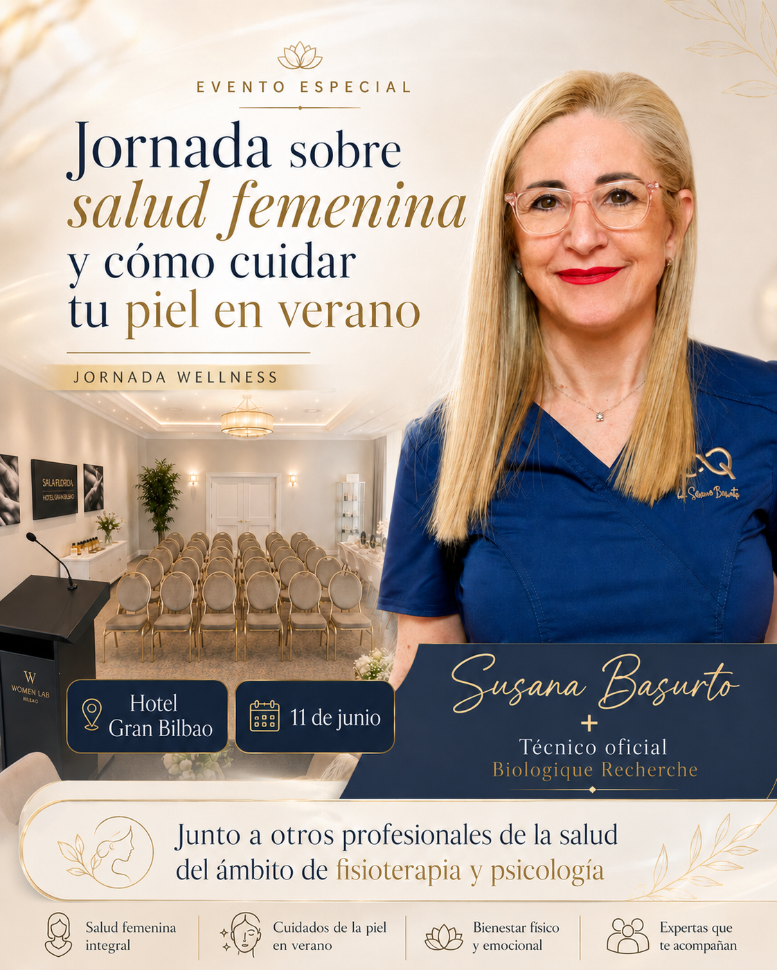 Susana Basurto y Biologique Recherche juntos en evento skincare el 11 de junio de 2026 en Bilbao